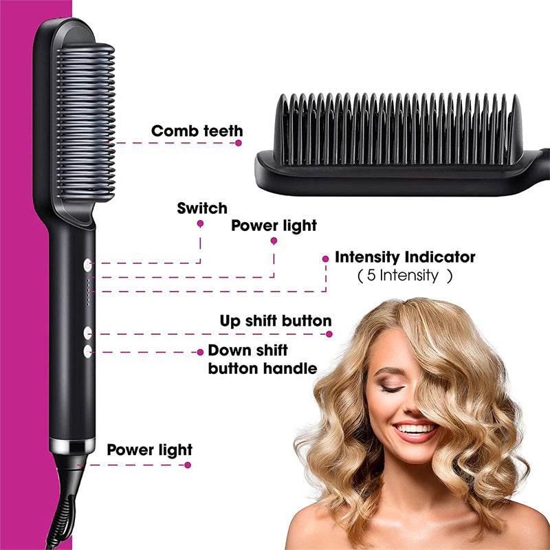 Hair Straightener and Iron Curling Electric Brush