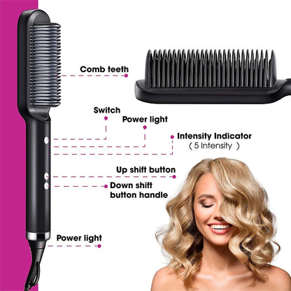 Hair Straightener and Iron Curling Electric Brush
